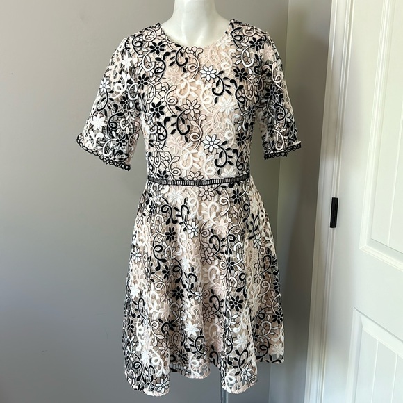 Shoshanna Lupe Guipure Lace Dress Flutter Short Sleeve Anthro Sz 4 Pale Pink NEW - Picture 4 of 16